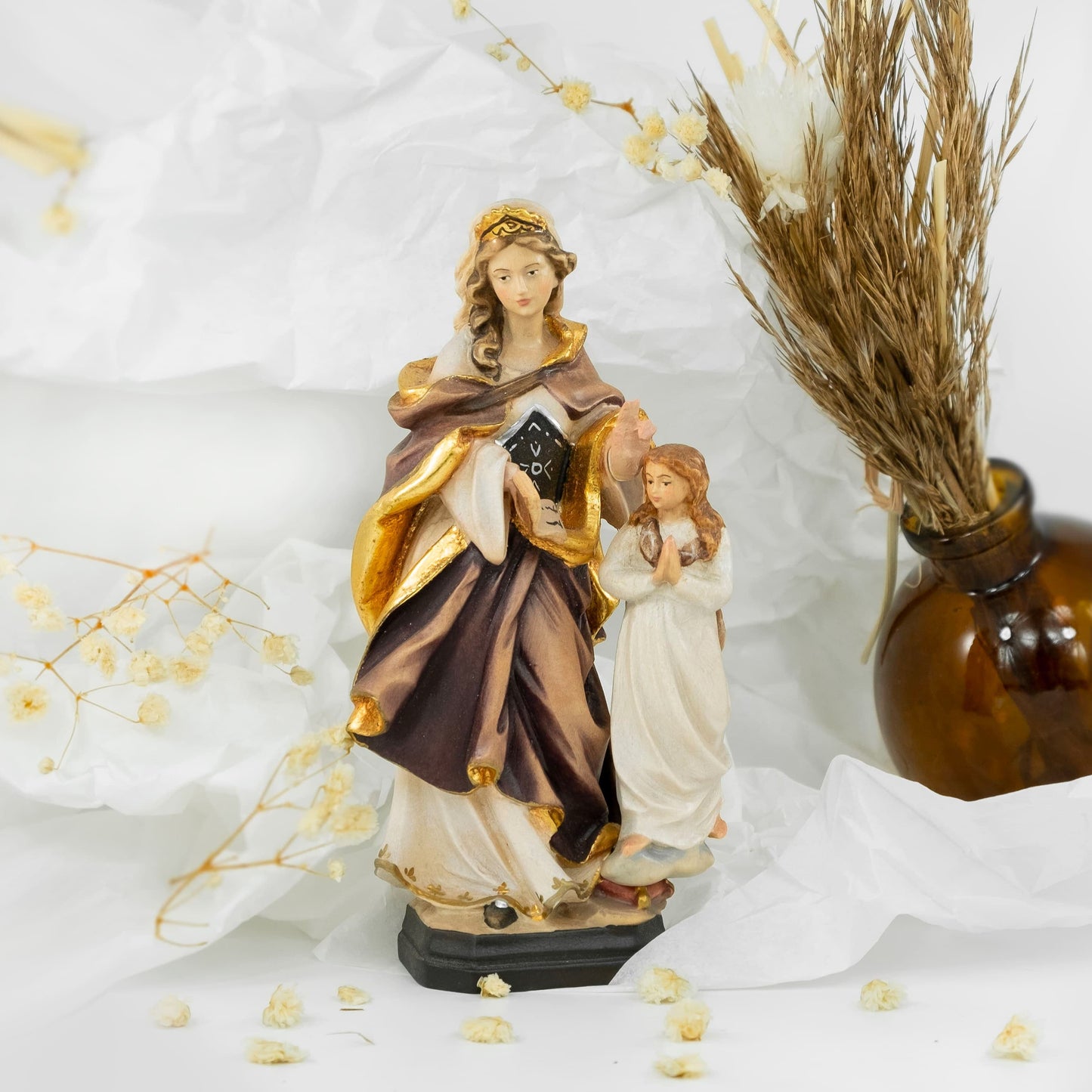 MONDO CATTOLICO 15 cm (5.90 in) Wooden Statue of St. Anne