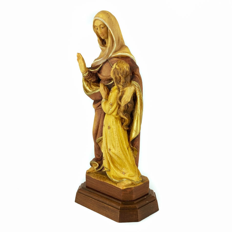 MONDO CATTOLICO 18 cm (7.09 in) Wooden Statue of St. Anne with Child Mary