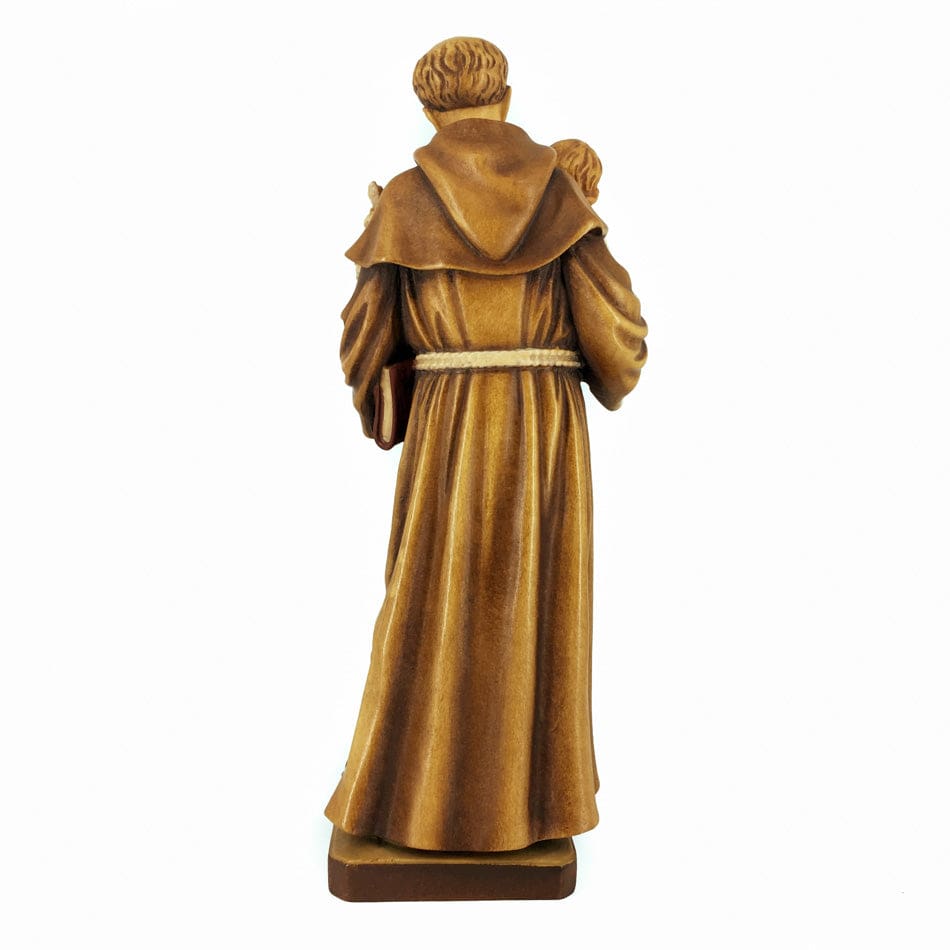 MONDO CATTOLICO Wooden Statue of St. Anthony of Padua Holding Baby Jesus