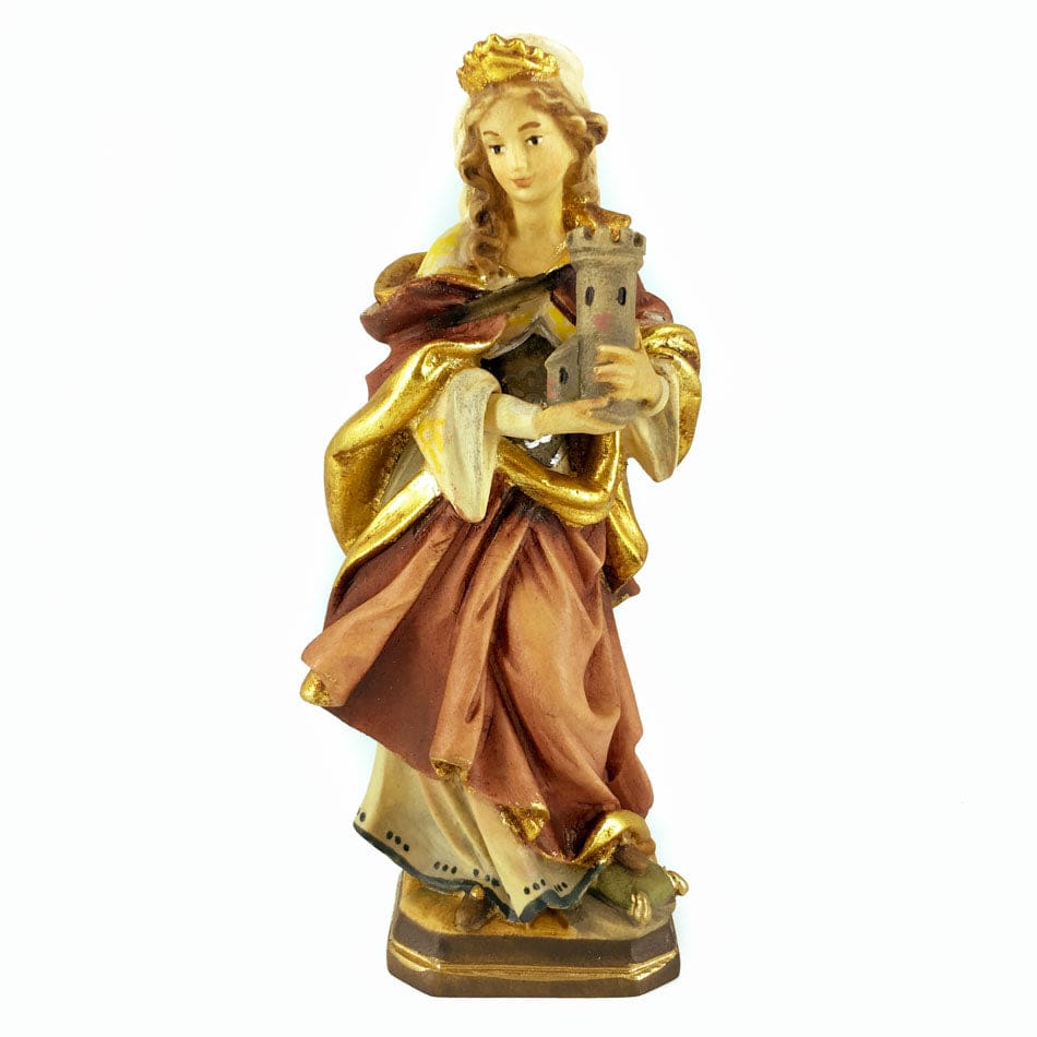 MONDO CATTOLICO 15 cm (5.90 in) Wooden Statue of St. Barbara With Tower