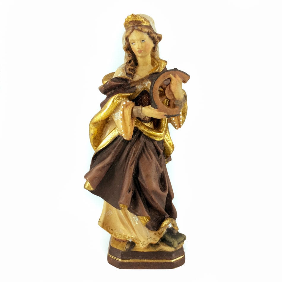 MONDO CATTOLICO 15 cm (5.90 in) Wooden Statue of St. Catherine of Alexandria With Breaking Wheel