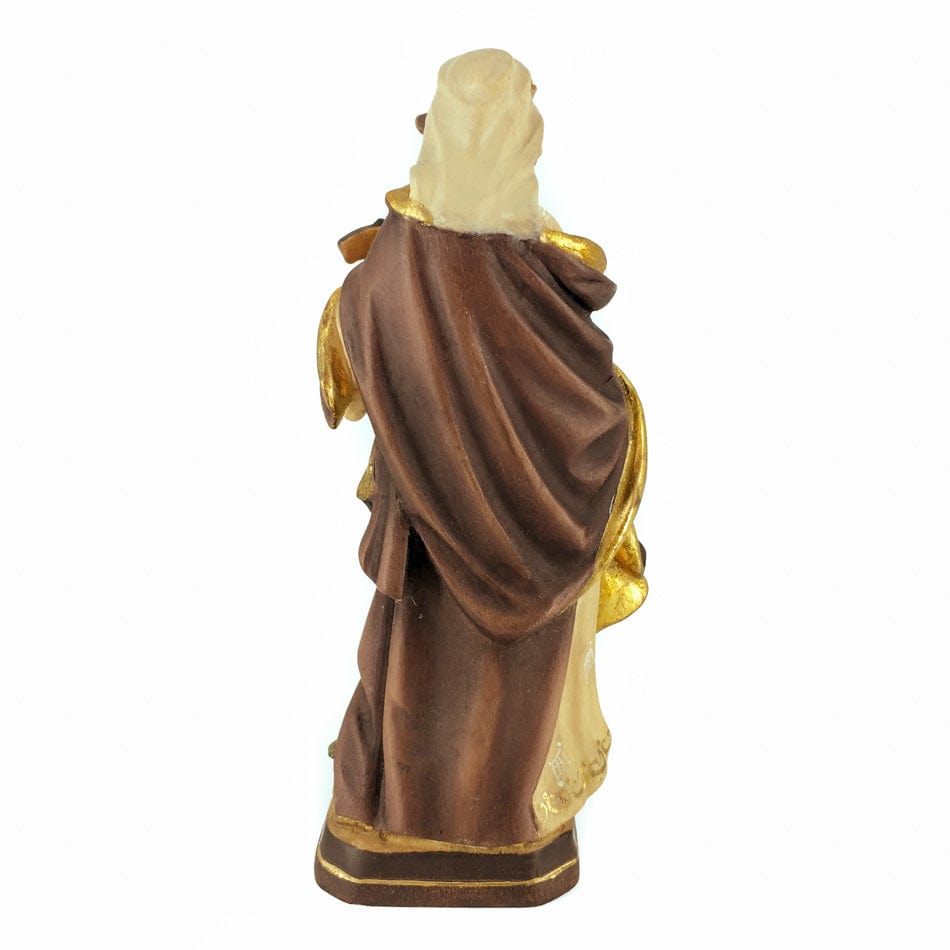 MONDO CATTOLICO 15 cm (5.90 in) Wooden Statue of St. Catherine of Alexandria With Breaking Wheel