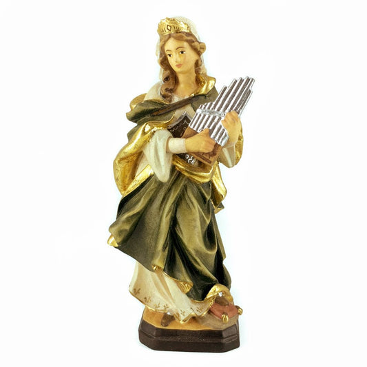 MONDO CATTOLICO 15 cm (5.91 in) Wooden Statue of St. Cecilia With Organ