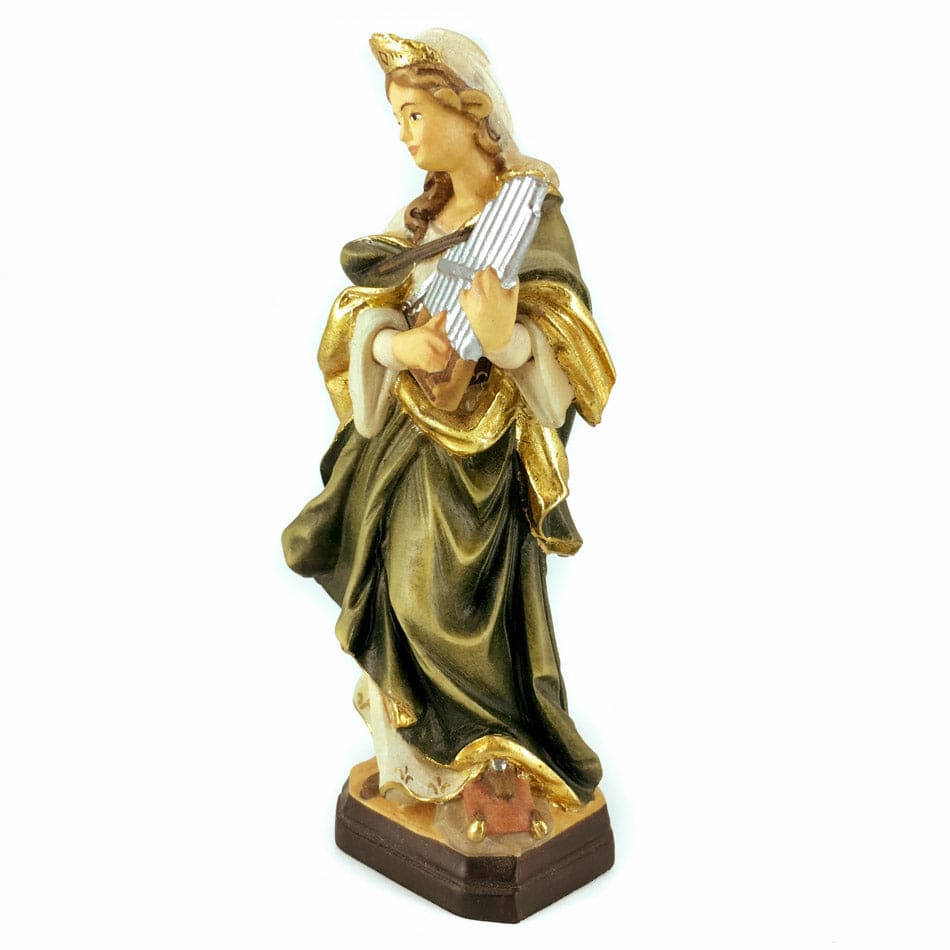 MONDO CATTOLICO 15 cm (5.91 in) Wooden Statue of St. Cecilia With Organ