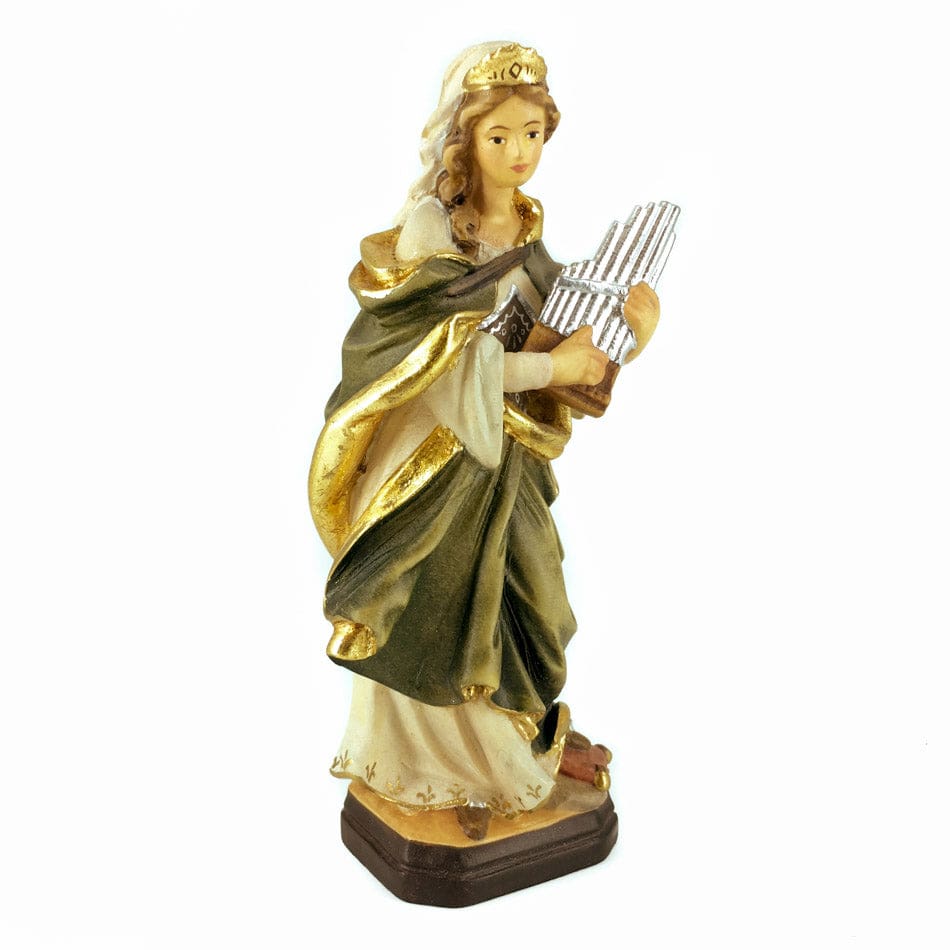 MONDO CATTOLICO 15 cm (5.91 in) Wooden Statue of St. Cecilia With Organ