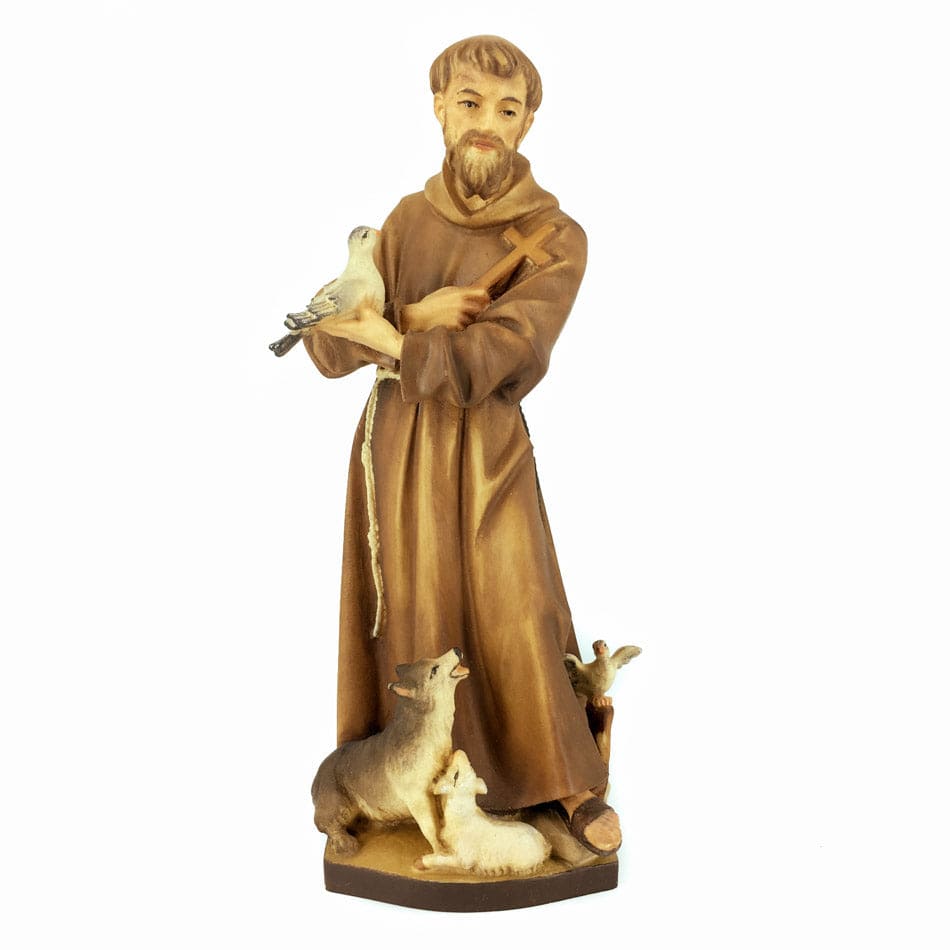 MONDO CATTOLICO Wooden Statue of St. Francis of Assisi