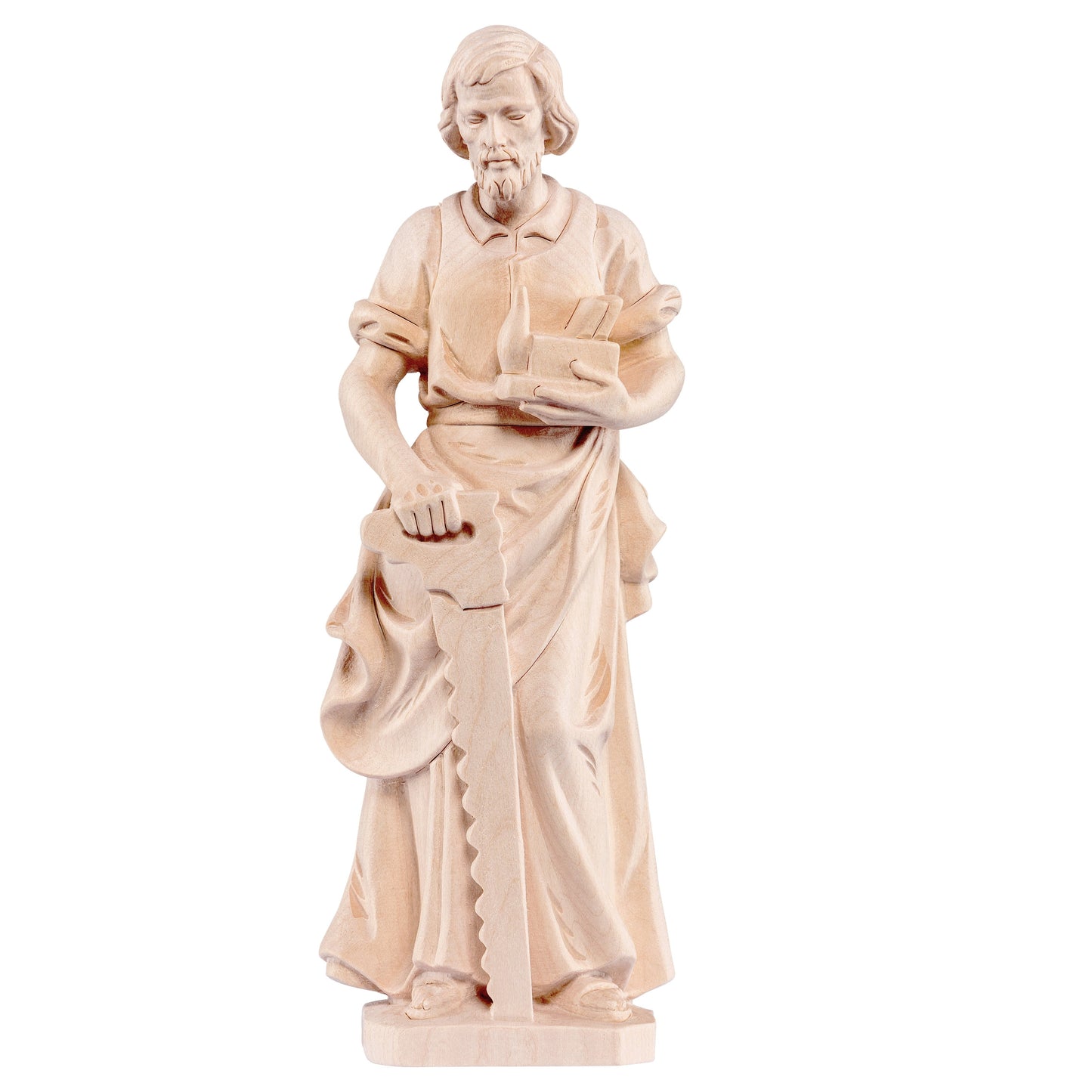 MONDO CATTOLICO Natural / 13 cm (5.1 in) Wooden Statue of St. Joseph as Carpenter