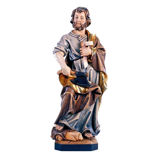 MONDO CATTOLICO Colored / 10 cm (3.9 in) Wooden statue of St. Joseph the carpenter
