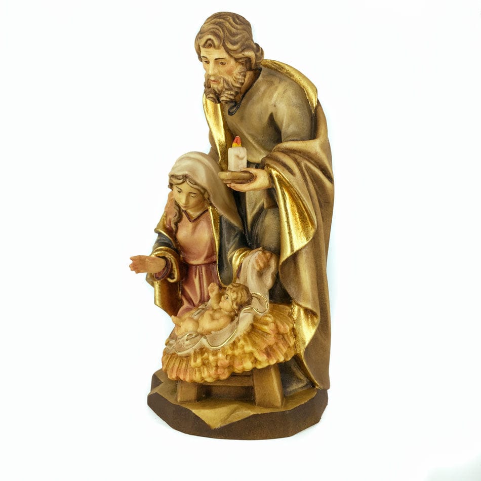 DEUR SNC DI DEMETZ OSVALD & CO. Wooden Statue of the Nativity With St. Joseph Holding a Candle