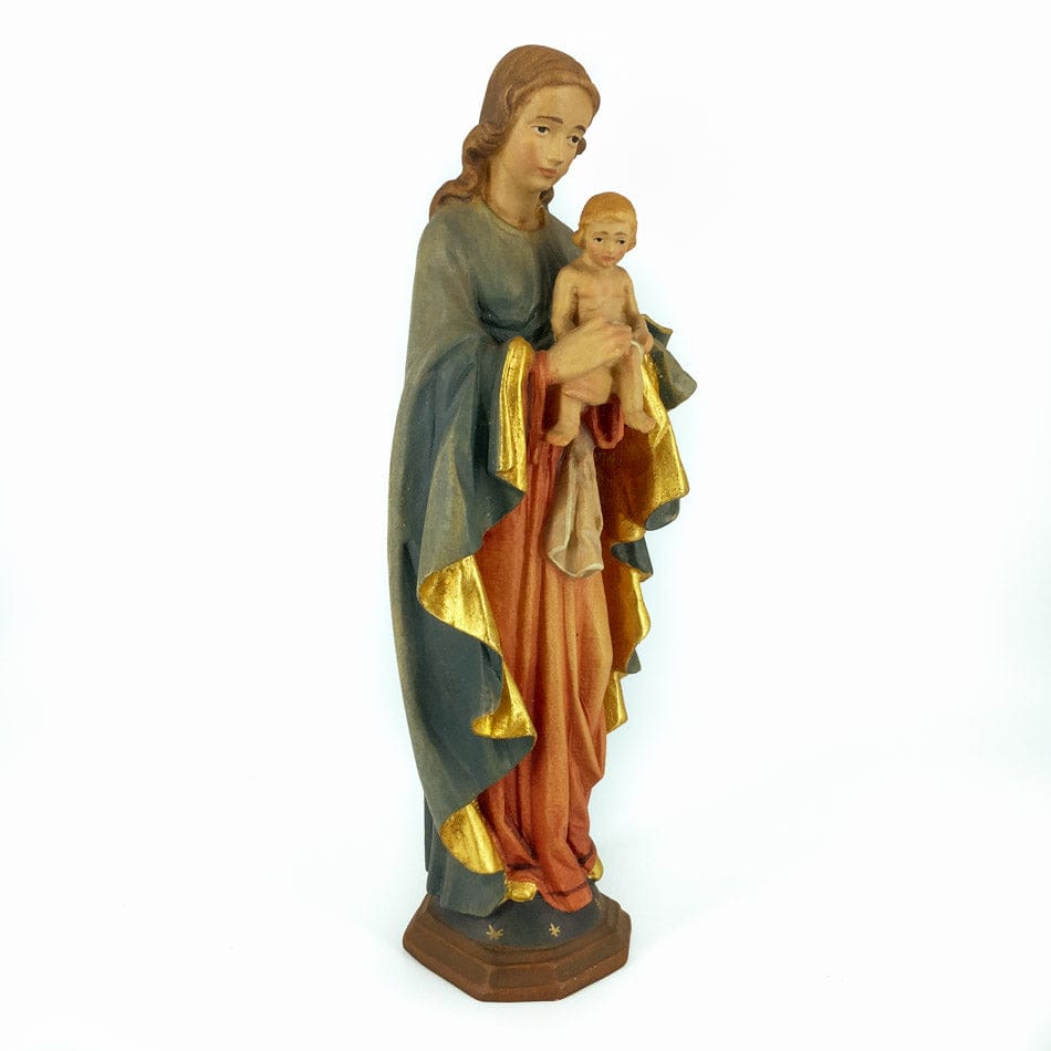 Mondo Cattolico 20 cm (7.87 in) Wooden Statue of the Virgin Mary with Baby Jesus