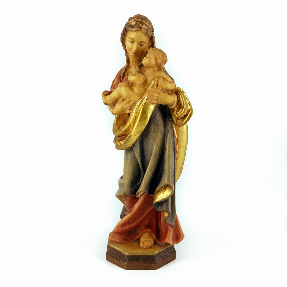 Mondo Cattolico 15 cm (5.90 in) Wooden Statue of the Virgin Mary With Golden Veil