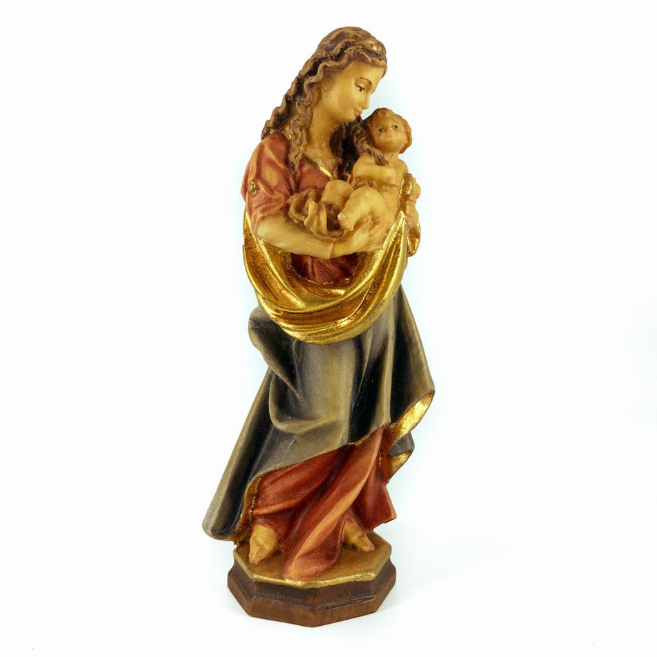 Mondo Cattolico 15 cm (5.90 in) Wooden Statue of the Virgin Mary With Golden Veil