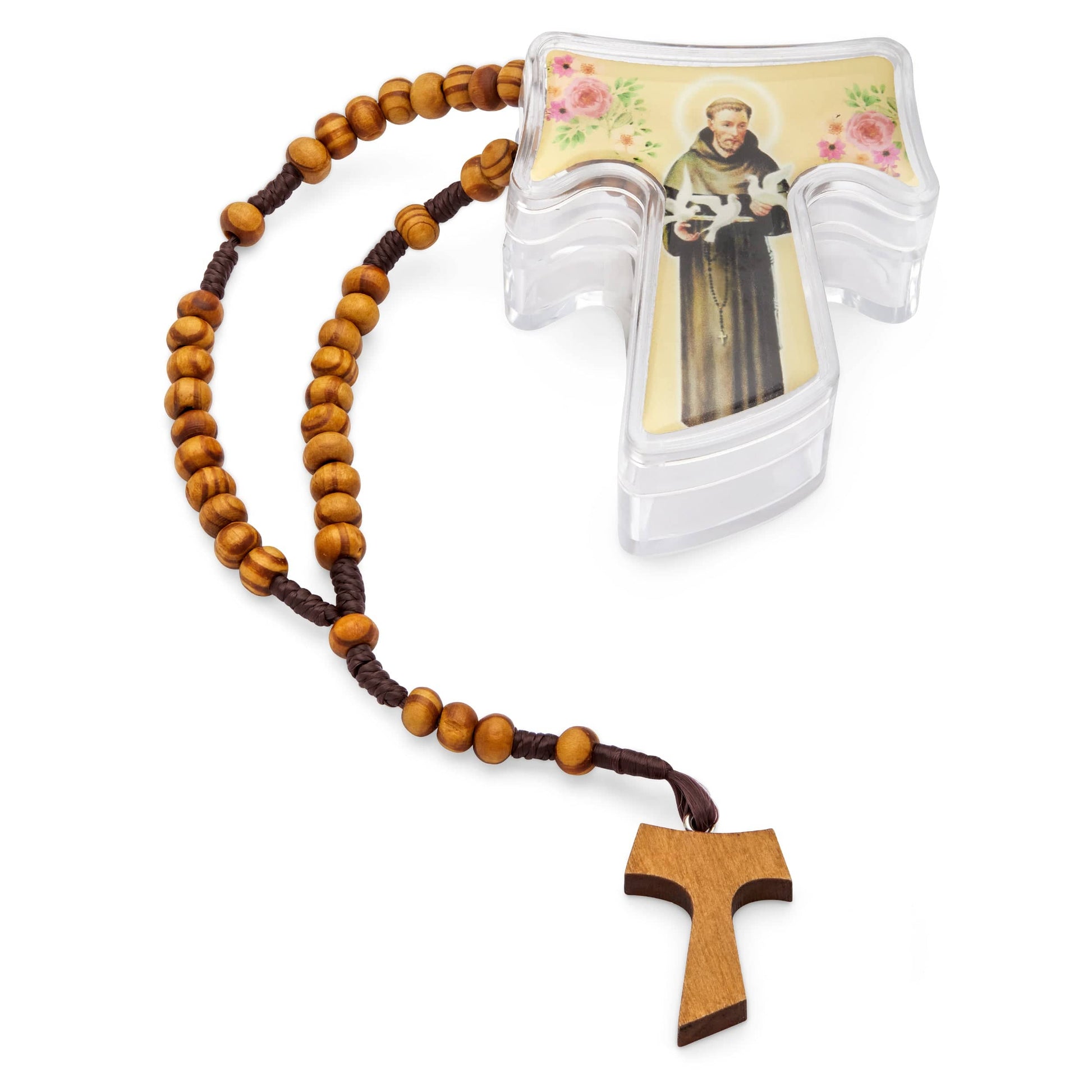 MONDO CATTOLICO Prayer Beads 36 cm (14.17 in) / 8 mm (0.31 in) Wooden Tao Rosary and Case