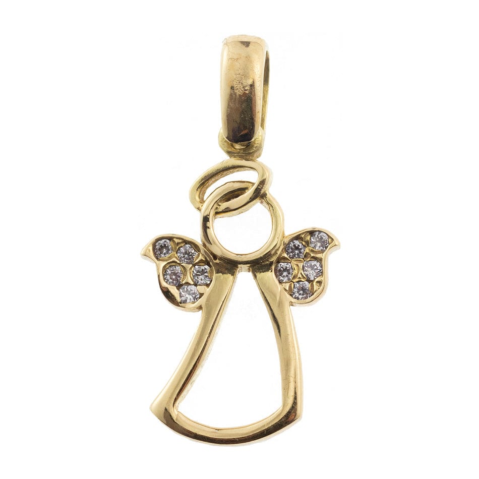MONDO CATTOLICO Yellow gold angel with zircons