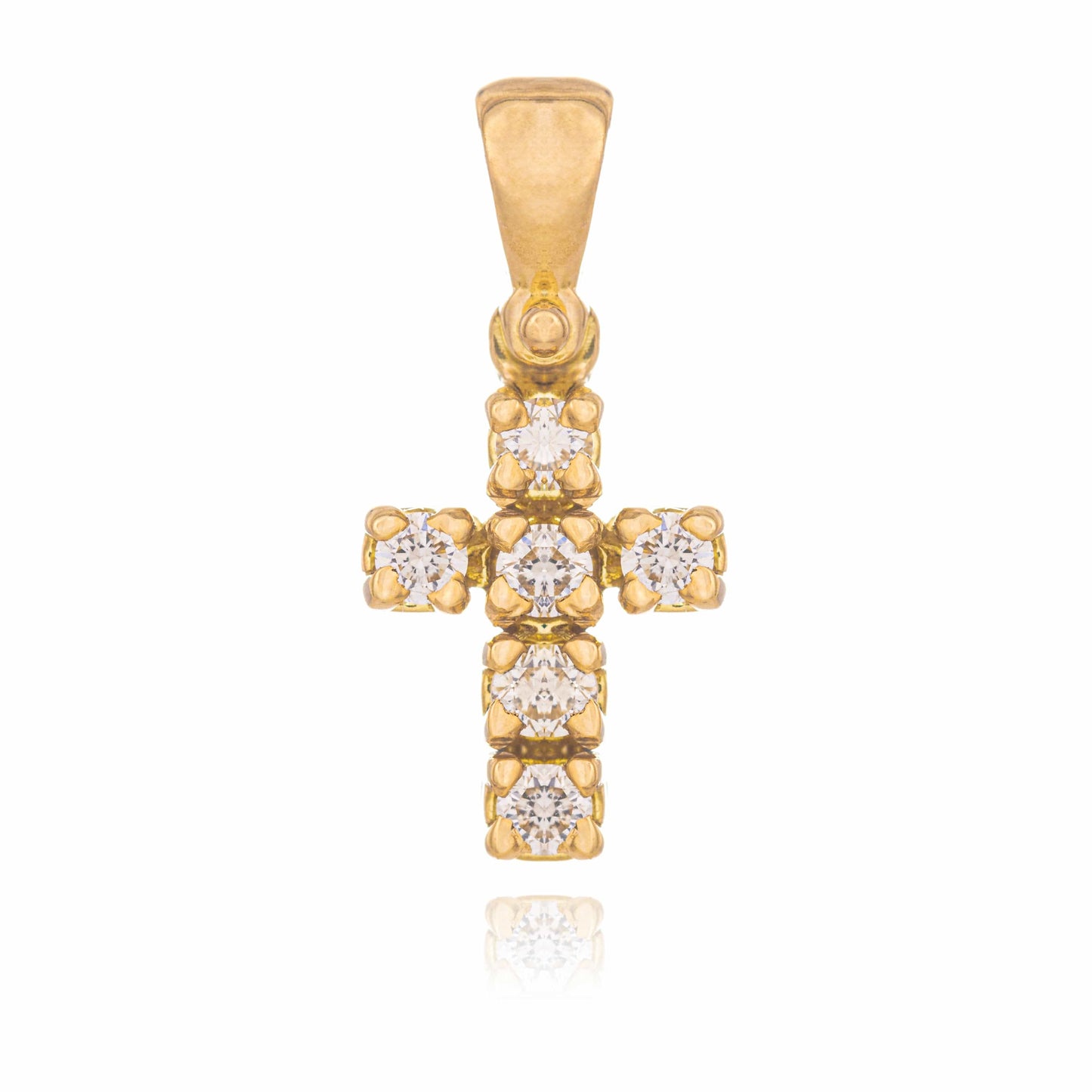 MONDO CATTOLICO Jewelry Cm 0.5 (0.19 in) / Cm 0.3 (0.11 in) Yellow Gold Cross with Diamonds