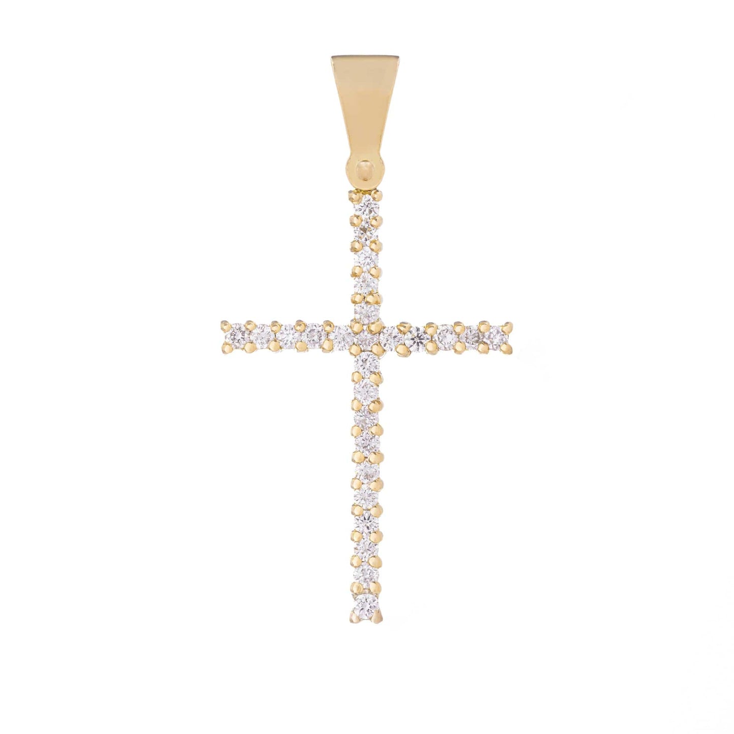 MONDO CATTOLICO Jewelry Cm 2.2 (0.86 in) / Cm 1.2 (0.47 in) Yellow Gold Cross with Diamonds