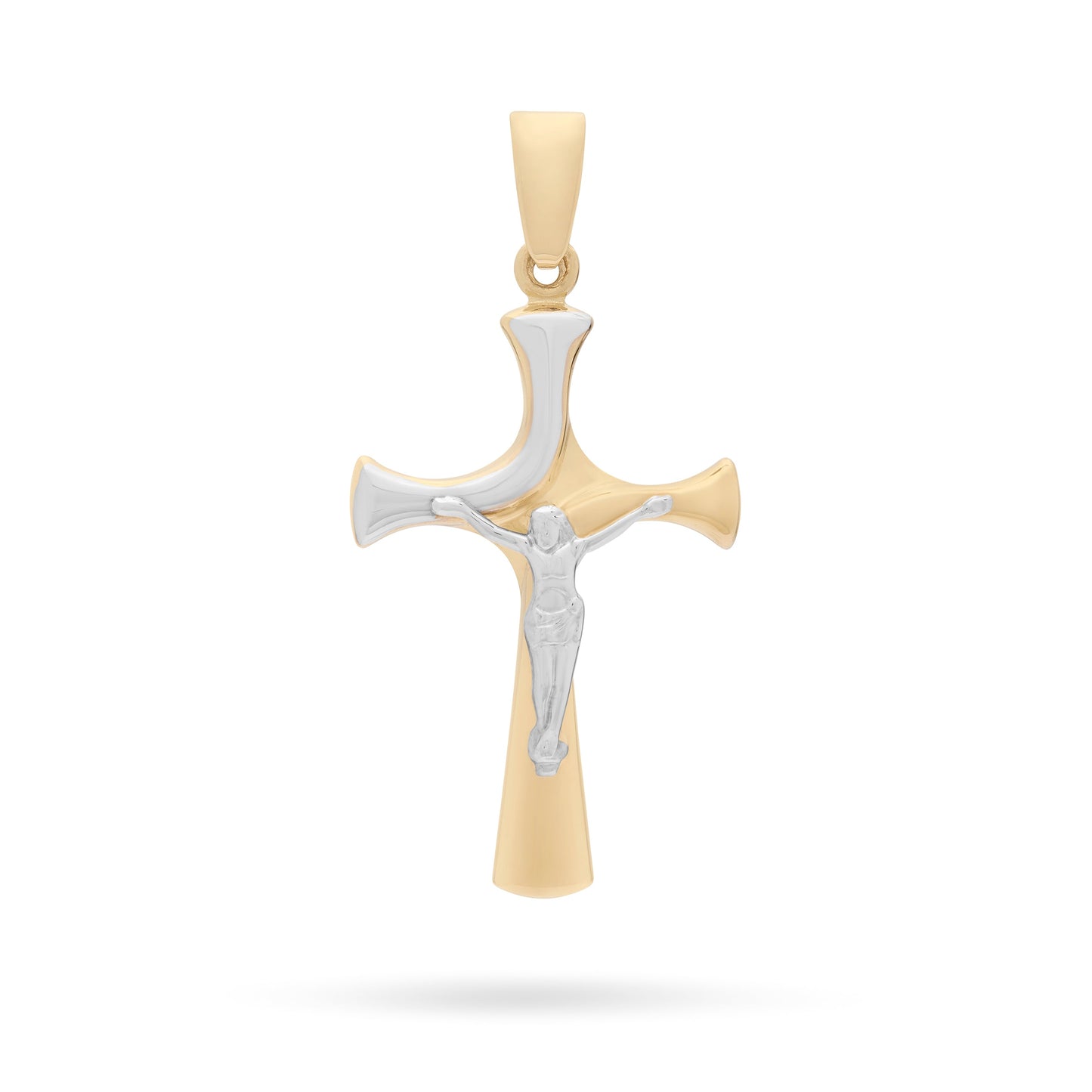 Mondo Cattolico Pendant Yellow Gold Crucifix Pendant With Detail and Modern Style White Gold Corpus