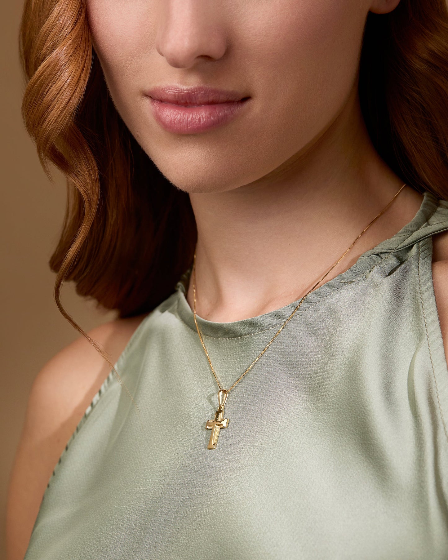 Mondo Cattolico Pendant 22 mm (0.87 in) Yellow Gold Double Cross Raised Pendant