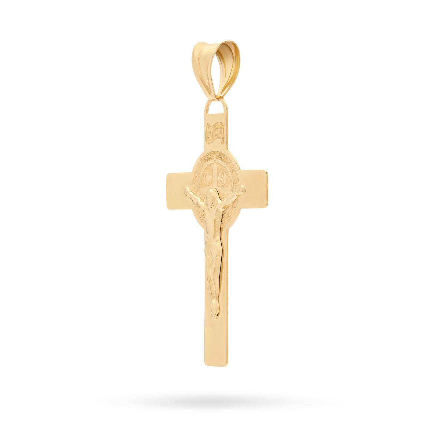 Mondo Cattolico Pendant Yellow Gold Flat St. Benedict Crucifix Pendant