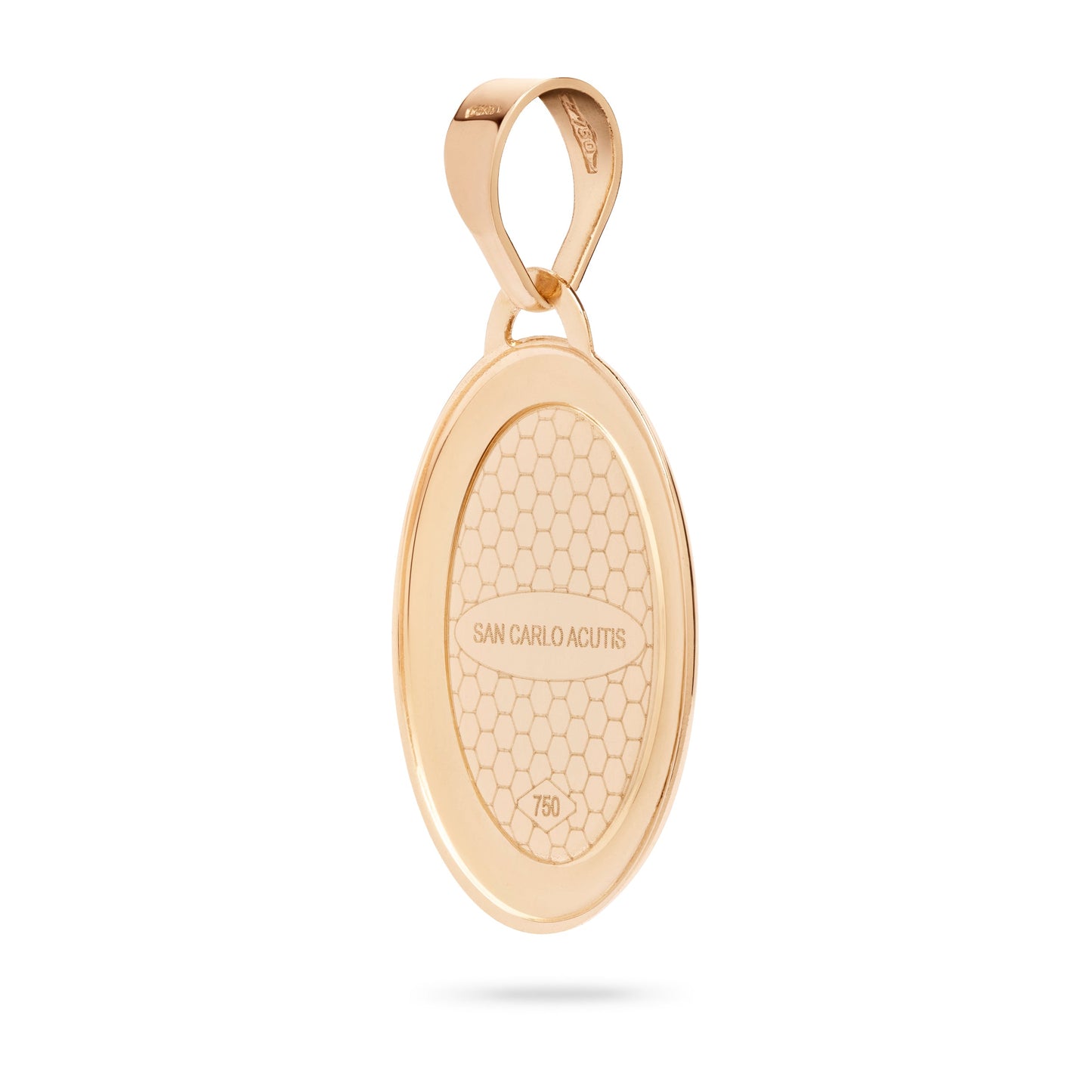 MONDO CATTOLICO ROMA Medal 18 mm (0.70 in) Yellow Gold Medal of Saint Carlo Acutis with Colored Laser-engraved Details