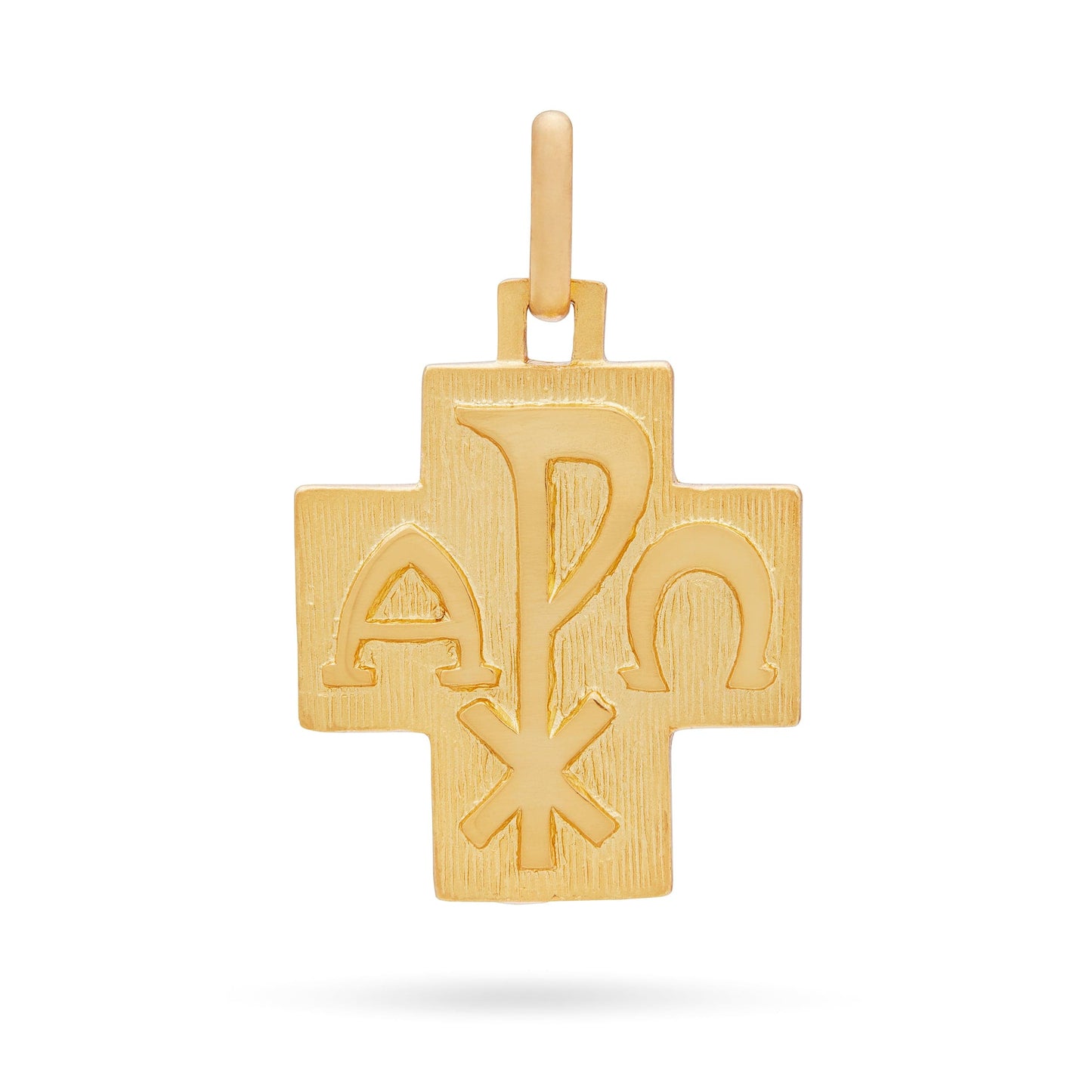 MONDO CATTOLICO Jewelry 15 mm (0.59 in) Yellow Gold Squared Pendant With Peace Cross and Pope Francis face