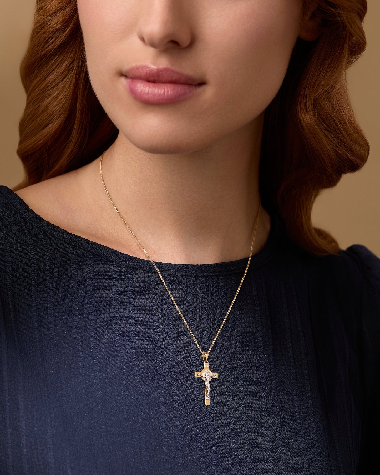 Mondo Cattolico Pendant Yellow Gold St. Benedict Crucifix Pendant With White Gold Corpus