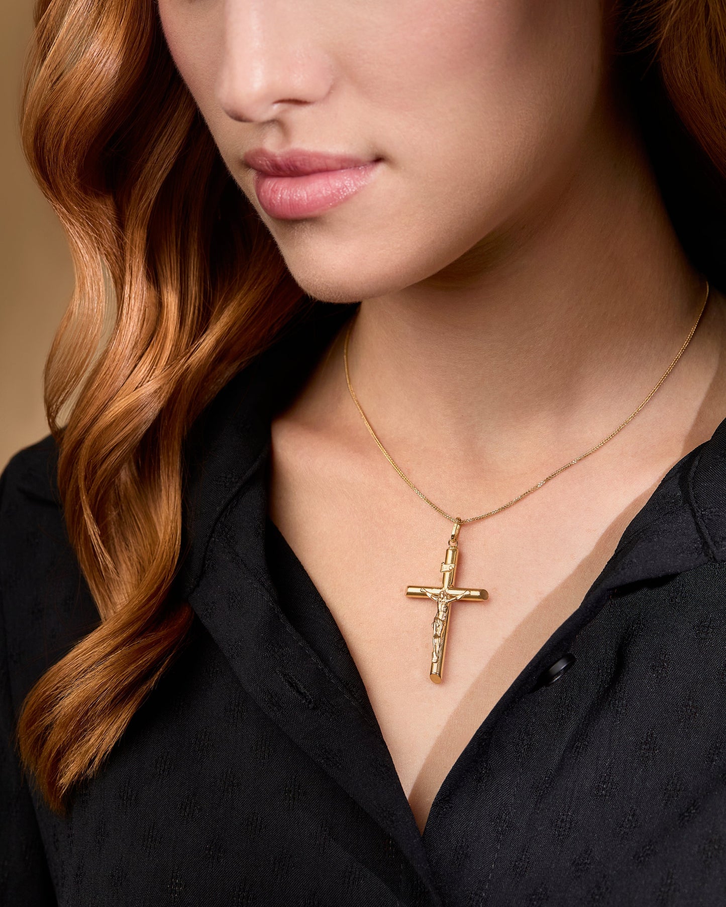 Mondo Cattolico Pendant 46 mm (1.81 in) Yellow Gold Truncated Crucifix Pendant