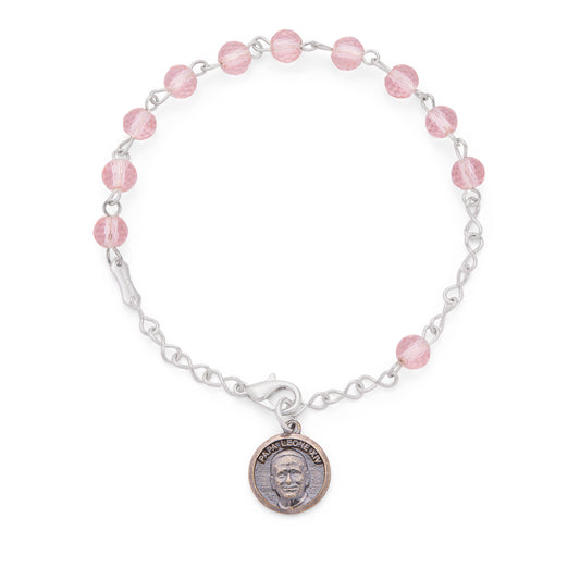 Pope Leo XIV Bracelet with Pink Crystal Beads
