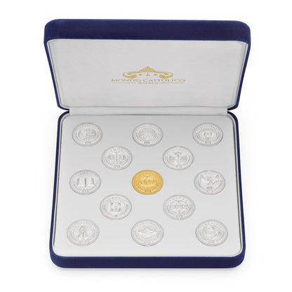 MONDO CATTOLICO ROMA Arras 11 x 14 cm (4.33 x 5.51 in) / 3.50 cm (1.38 in) / 3 cm (1.18 in) Arras with Blue Velvet Case