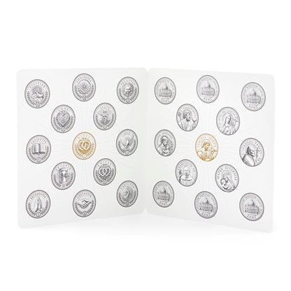 MONDO CATTOLICO ROMA Arras 18 x 18 cm (7.09 x 7.09 in) / 5 cm (1.97 in) / 3 cm (1.18 in) Arras with Gray Velvet Case