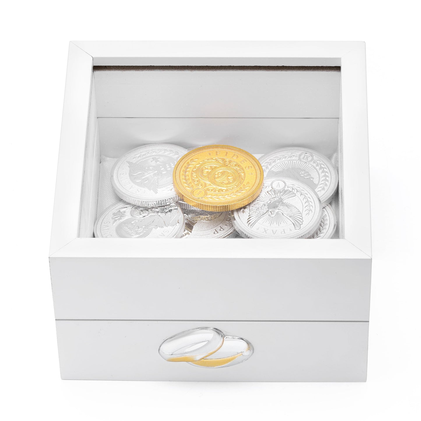 MONDO CATTOLICO ROMA Arras 10 x 10 cm (3.94 x 3.94 in) / 6 cm (2.36 in) / 3 cm (1.18 in) Arras with Wedding Coins