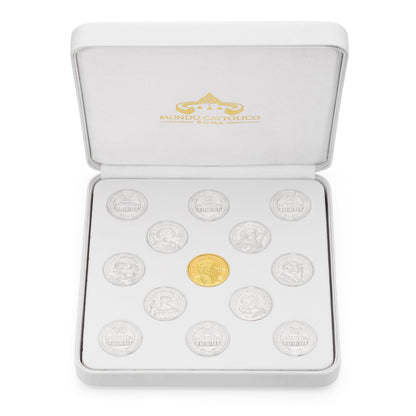 MONDO CATTOLICO ROMA Arras 18 x 18 cm (7.09 x 7.09 in) / 5 cm (1.97 in) / 3 cm (1.18 in) Arras with White Velvet Case