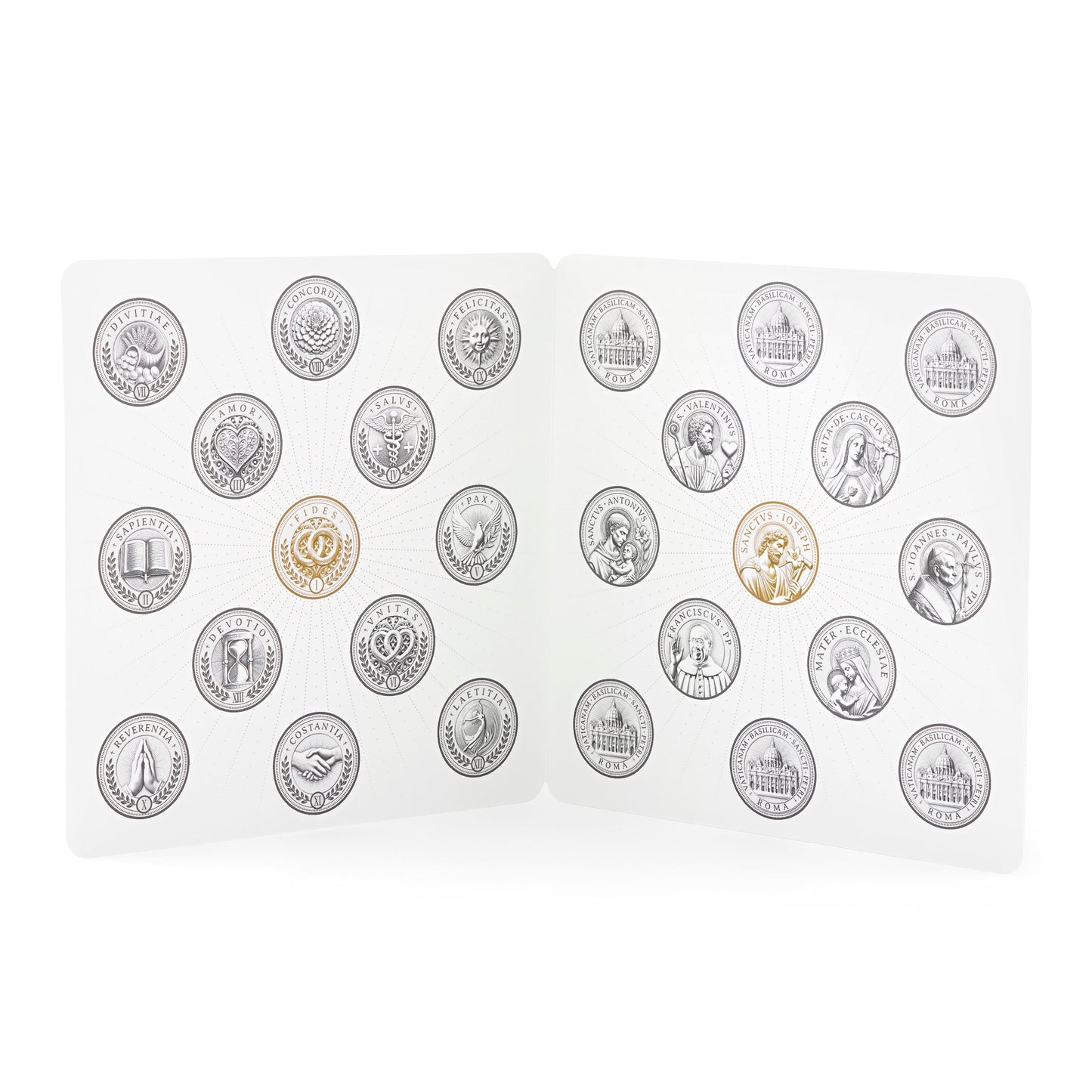 MONDO CATTOLICO ROMA Arras 18 x 18 cm (7.09 x 7.09 in) / 5 cm (1.97 in) / 3 cm (1.18 in) Arras with White Velvet Case