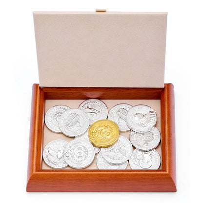 Mondo Cattolico Arras 11 x 14 cm (4.33 x 5.51 in) / 3.50 cm (1.38 in) / 3 cm (1.18 in) Arras with Wooden and Sterling Silver Case