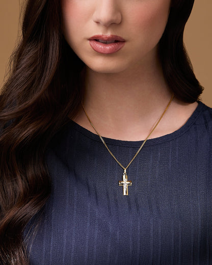 MONDO CATTOLICO ROMA Bitone Gold Plated Crucifix