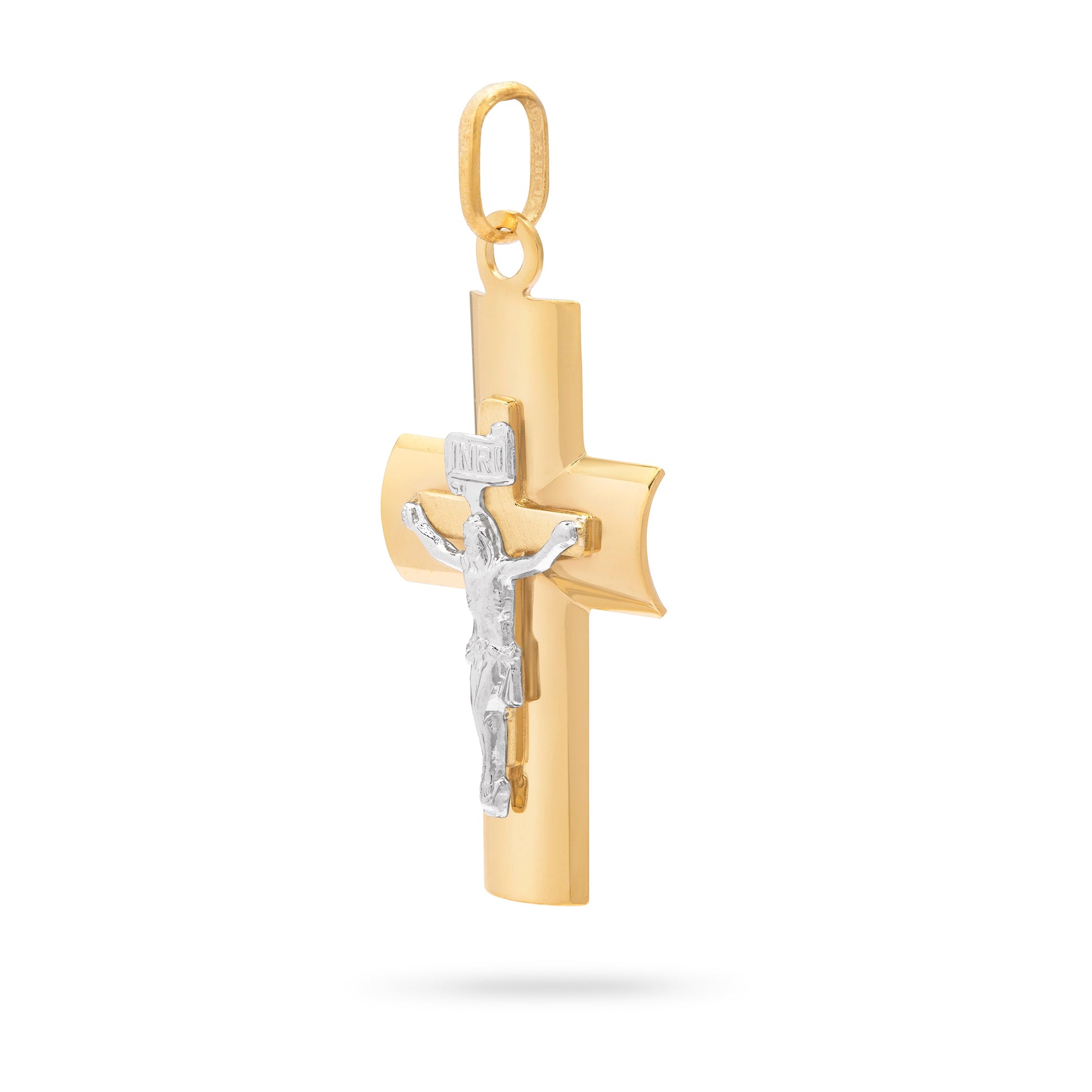 MONDO CATTOLICO ROMA Bitone Gold Plated Crucifix