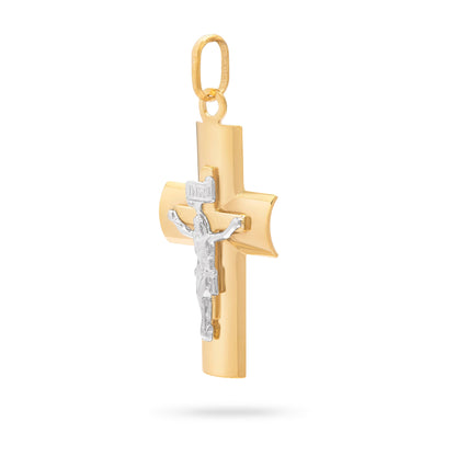 MONDO CATTOLICO ROMA Bitone Gold Plated Crucifix