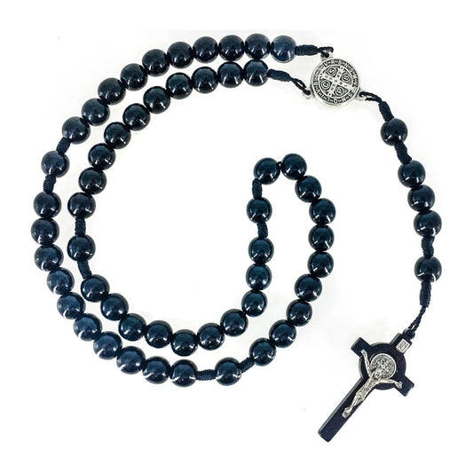 MONDO CATTOLICO Prayer Beads Black Wooden Rosary of Saint Benedict