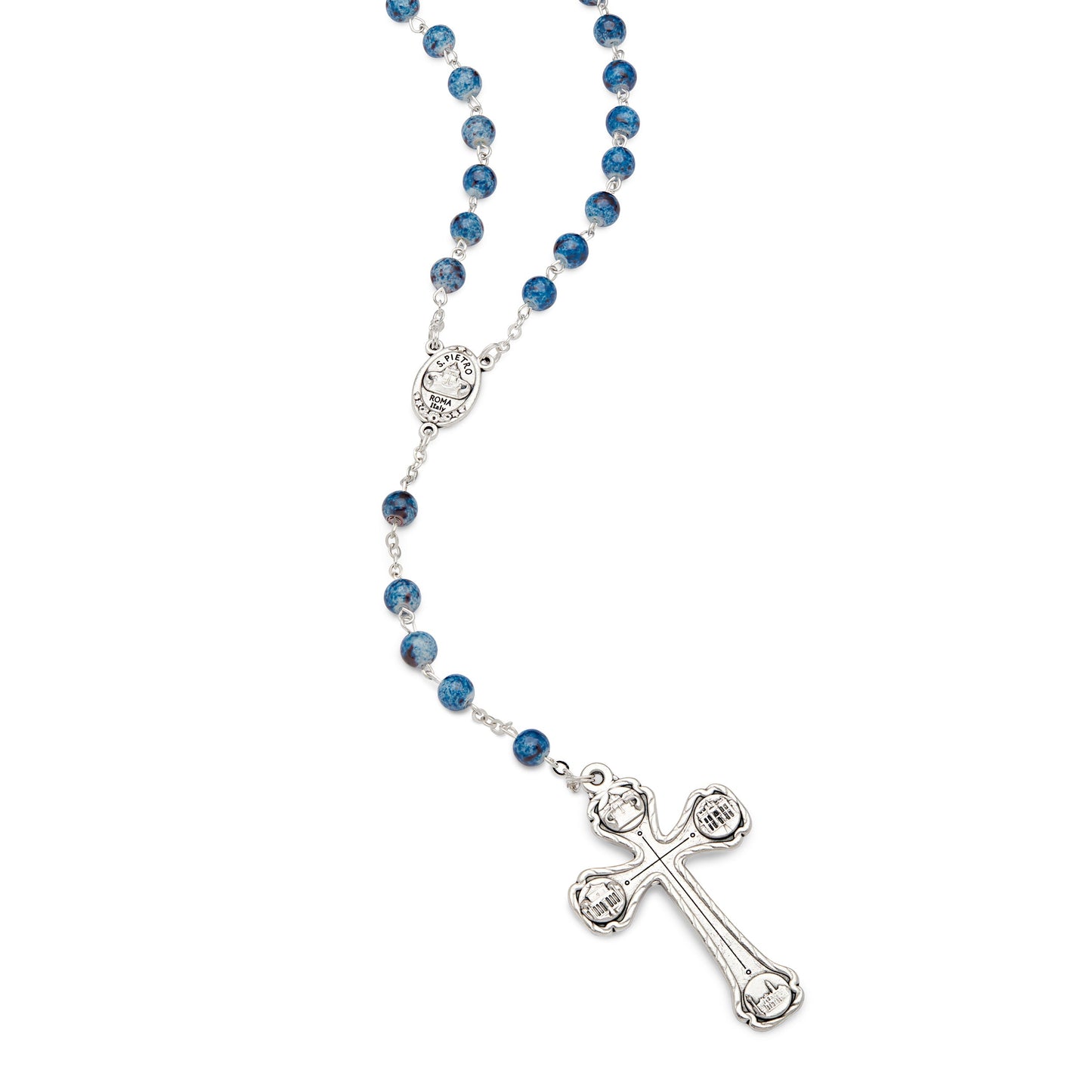 MONDO CATTOLICO Prayer Beads 48 cm (18.9 in) / 6 mm (0.24 in) Blue Variegated Rosary