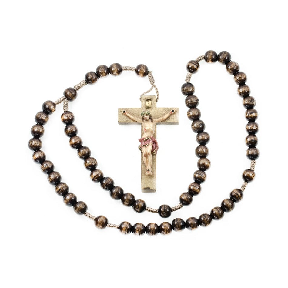 MONDO CATTOLICO Prayer Beads 35 cm (13.77 in) / 7 mm (0.27 in) Brown Wooden Rosary