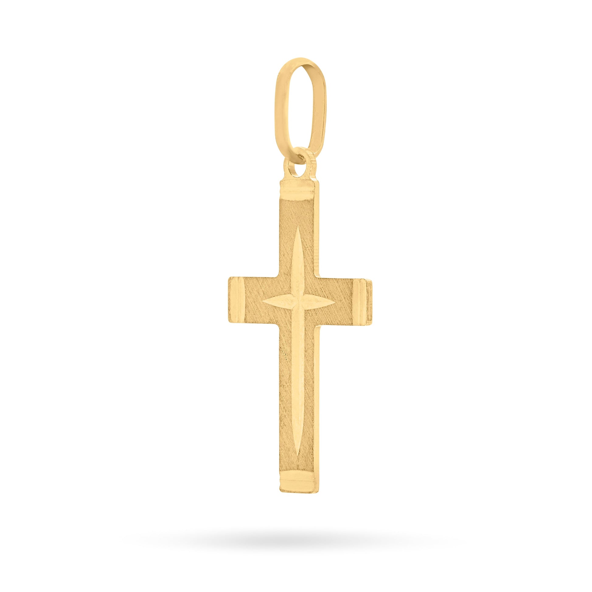 Mondo Cattolico Pendant 21 mm (0.83 in) Brushed Gold-plated Sterling Silver Cross Pendant With Polished Ends and Interior