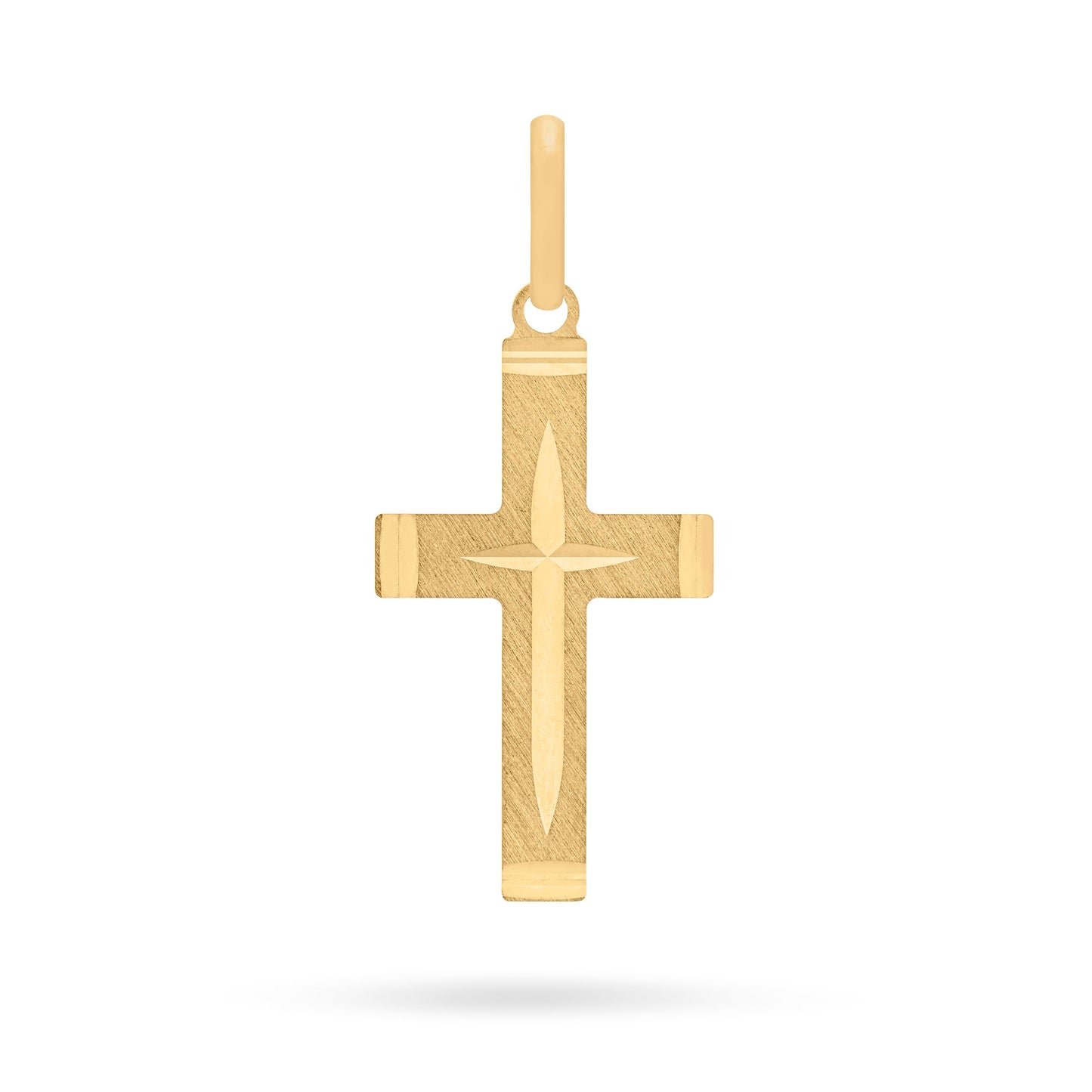 Mondo Cattolico Pendant 21 mm (0.83 in) Brushed Gold-plated Sterling Silver Cross Pendant With Polished Ends and Interior
