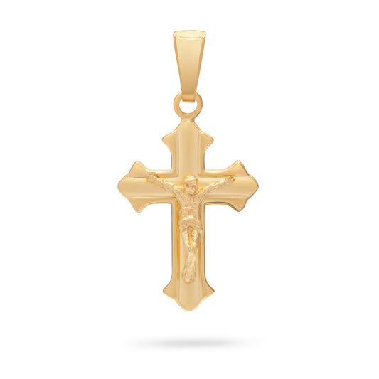 MONDO CATTOLICO ROMA 26 mm (1.02 in) Budded Crucifix Entirely in Gold Plated