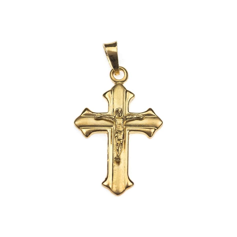 MONDO CATTOLICO Budded Crucifix Entirely in Gold Plated