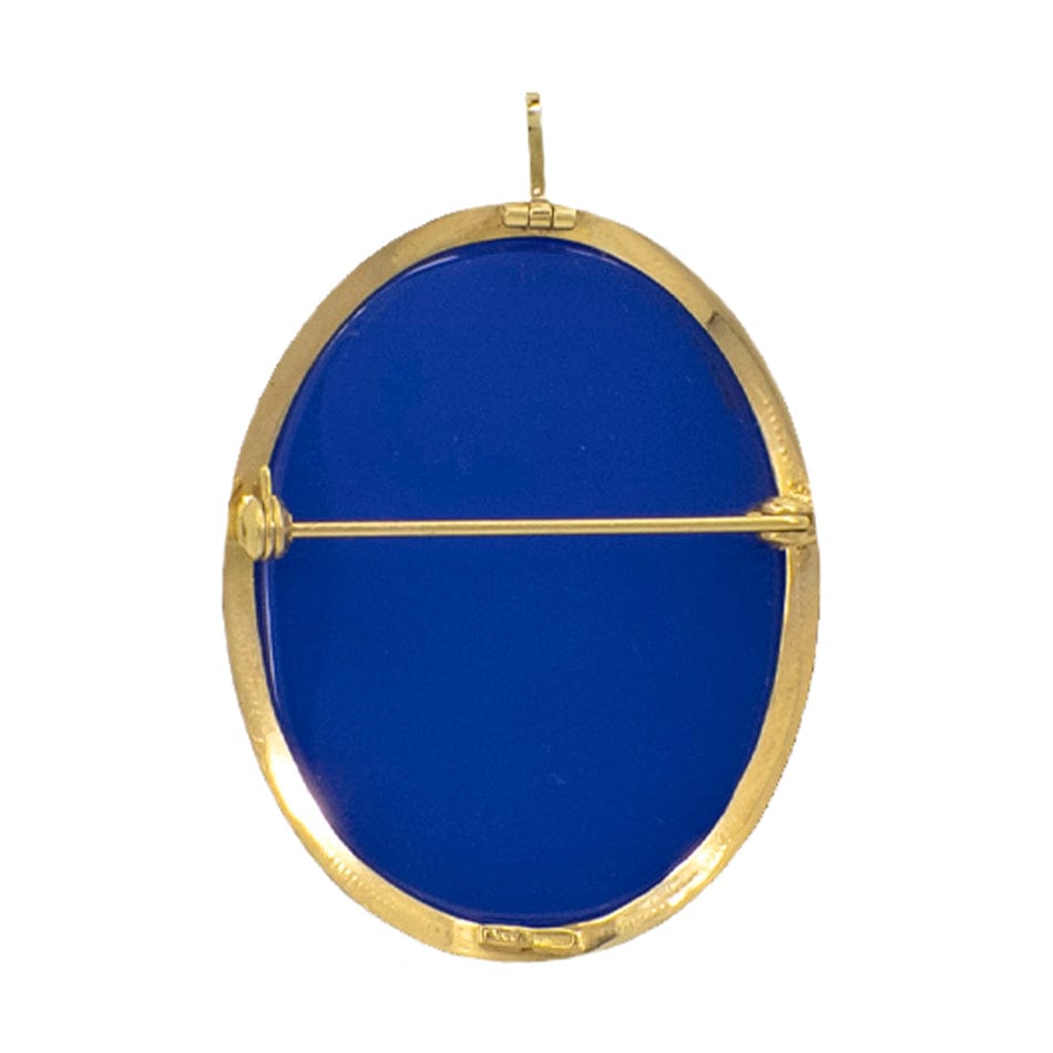 MONDO CATTOLICO Cameo Lady Profile in Blue Agate and Yellow Gold