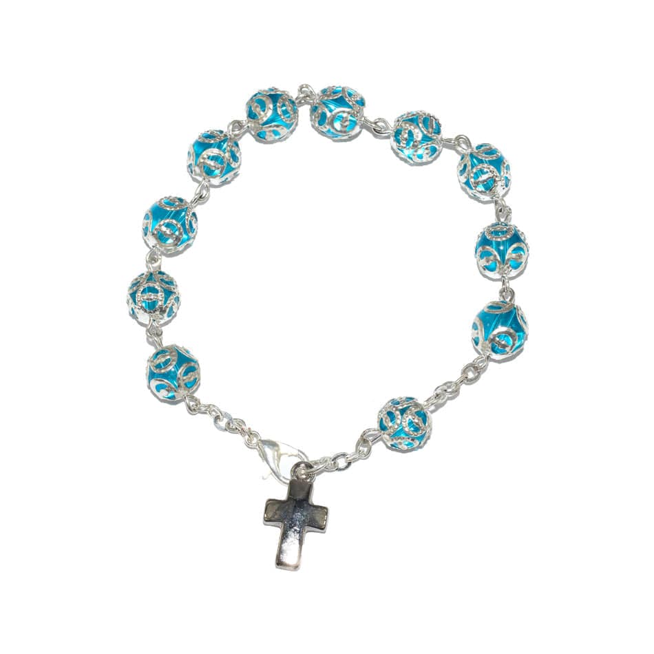 MONDO CATTOLICO Prayer Beads Capped Glass Rosary Bracelet