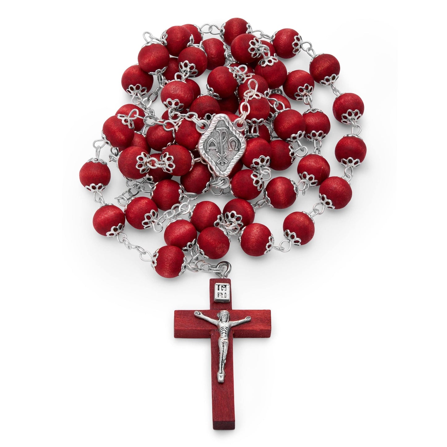 MONDO CATTOLICO Prayer Beads 63 cm (28.8 in) / 8 mm (0.31 in) Capped Rose Petals Rosary Beads