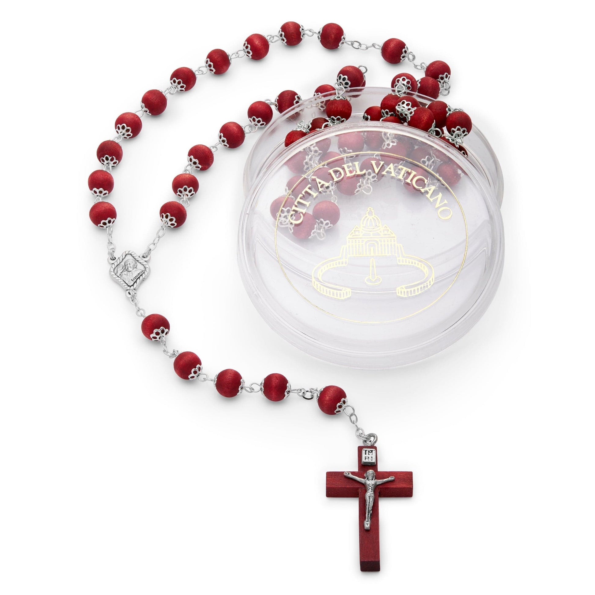 MONDO CATTOLICO Prayer Beads 63 cm (28.8 in) / 8 mm (0.31 in) Capped Rose Petals Rosary Beads