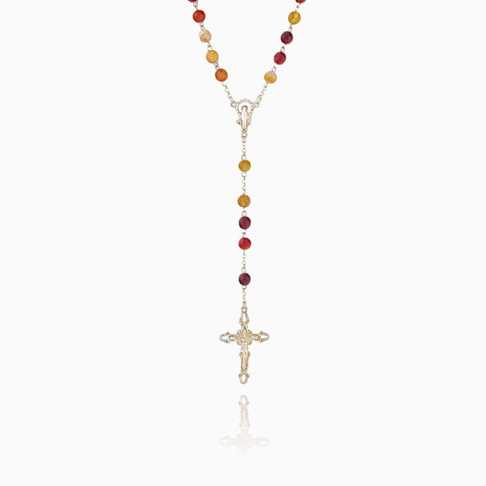 MONDO CATTOLICO Prayer Beads CARNELIAN SILVER ROSARY