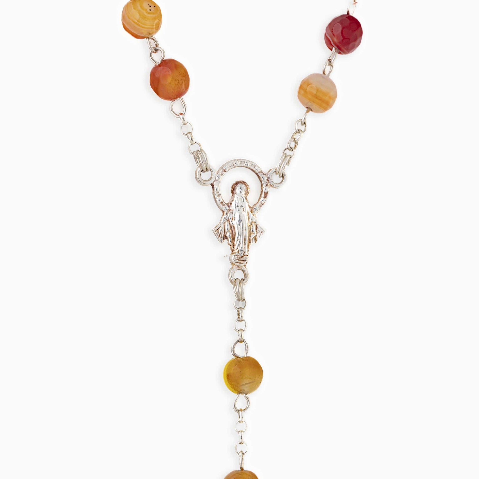 MONDO CATTOLICO Prayer Beads CARNELIAN SILVER ROSARY